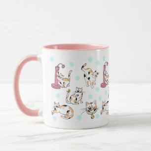 Mug Calico Cats 11 oz. Musique en céramique rose, blan