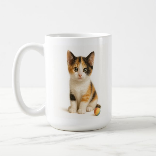 Mug Calico Curiosity - Kitten avec balle de pop couleu (Gauche)
