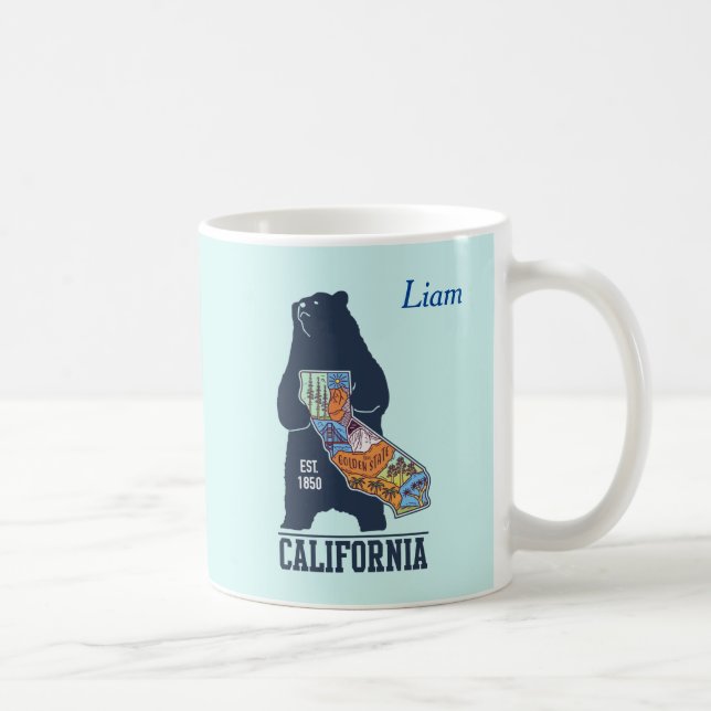 Mug California Bear Golden State Nom personnalisé (Droite)