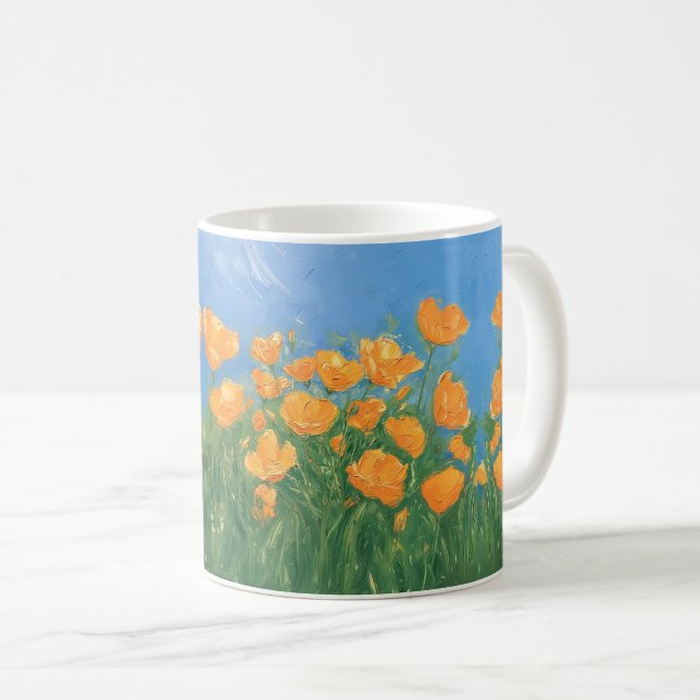 Mug California Poppy Field Impressionniste Peinture Ni (Devant droit)