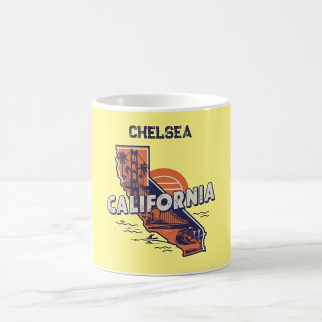 Mug California Retro State Silhouette Personnalisée (Centre)