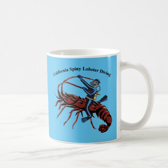 Mug California Spiny Lobster Diving SCUBA Diver URM (Droite)