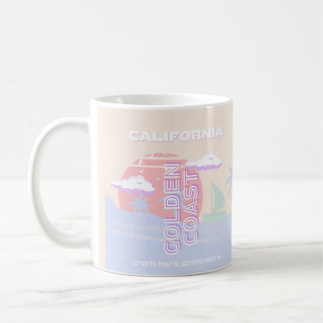 Mug Californie, Plage, Art du voyage, Preppy, Pastel (Gauche)