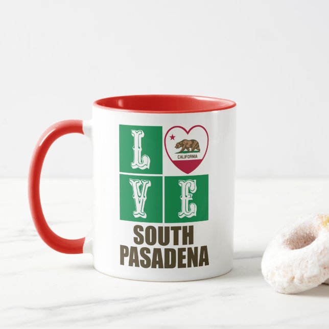 Mug Californie République Drapeau Amour Sud Pasadena (Avec donut)