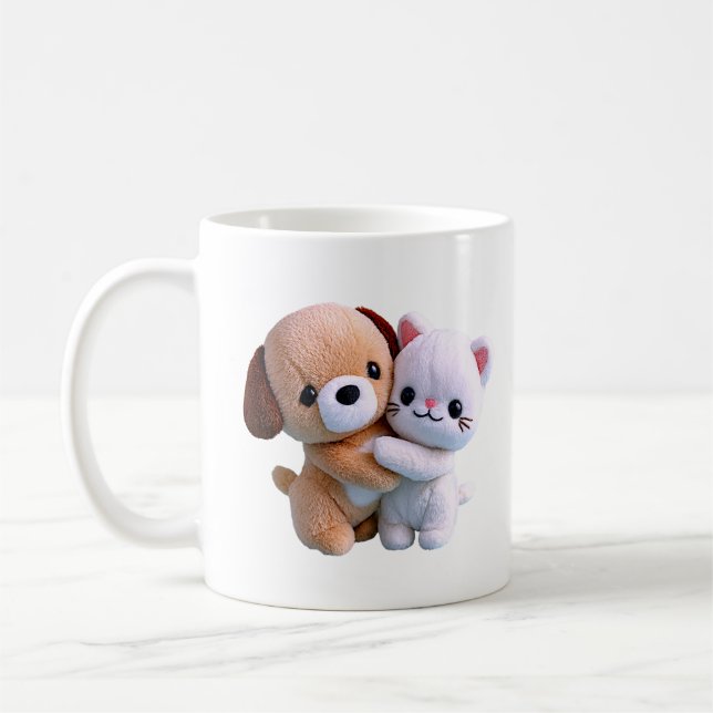 Mug Câlin de chiot et chaton mignon (Gauche)