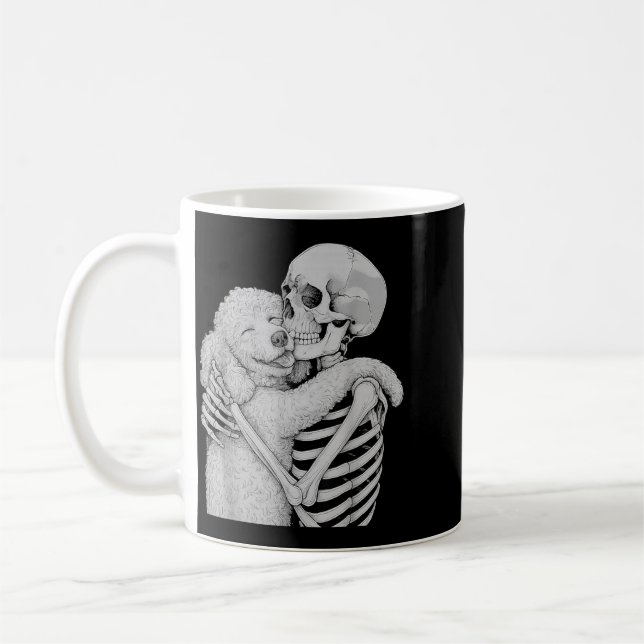 Mug Câlin de squelette de caniche Halloween amateur de (Gauche)