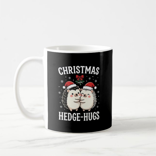 Mug Câlins de Noël au Hérisson Mignon Vacances (Gauche)