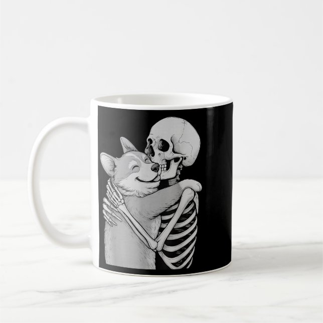 Mug Câlins de squelette de Corgi Halloween amateur de  (Gauche)