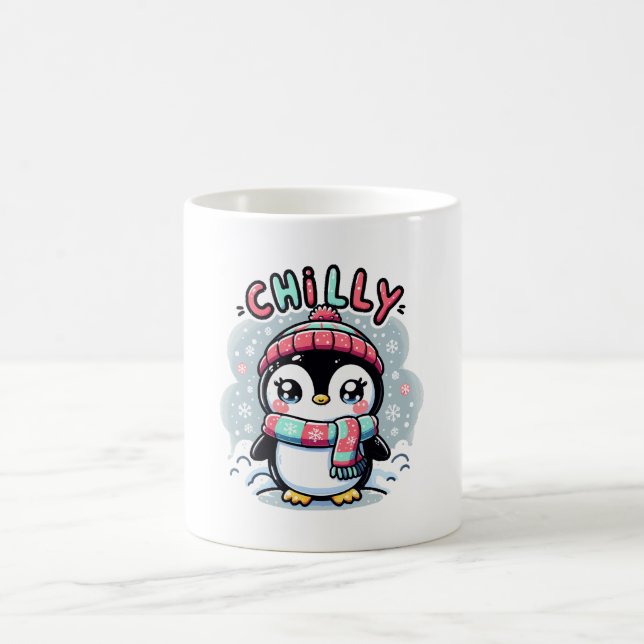 Mug Câlins écharpe enneigée de Manchot Frileux (Centre)