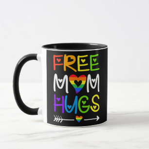 Mug Câlins gratuits de maman vintage Cœur arc-en-ciel