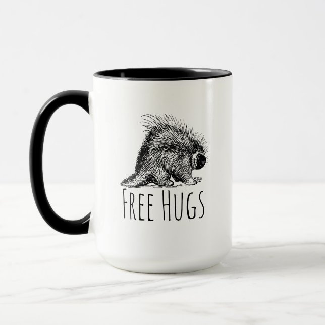 Mug Câlins Gratuits Porc-Épic Drôle et Sympa (Gauche)