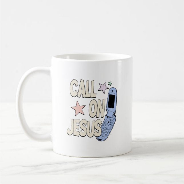 Mug Call on Jesus – Retro Faith Design (Gauche)
