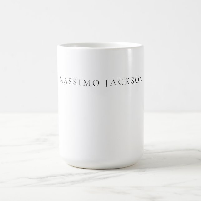 Mug Calligraphie chic simple noir et blanc de nom prop (Centre)