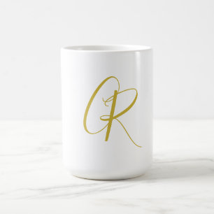 Mug Calligraphie couleur or monogramme moderne minimal