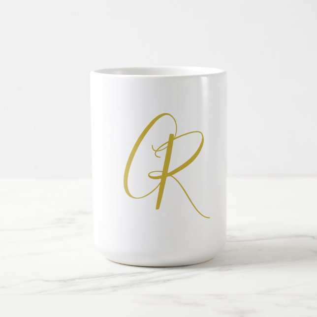 Mug Calligraphie couleur or monogramme moderne minimal (Centre)