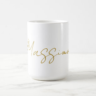 Mug Calligraphie de couleur or élégante et simple nom