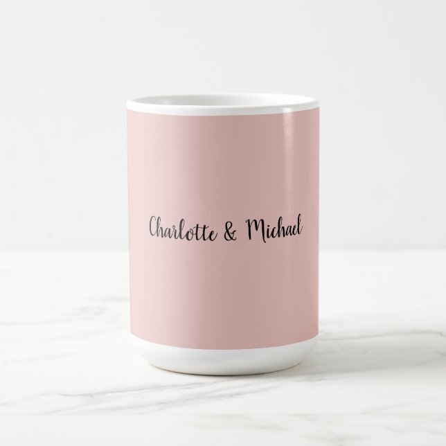 Mug Calligraphie de mariage Élégante Rose Doré Nom Pla (Centre)