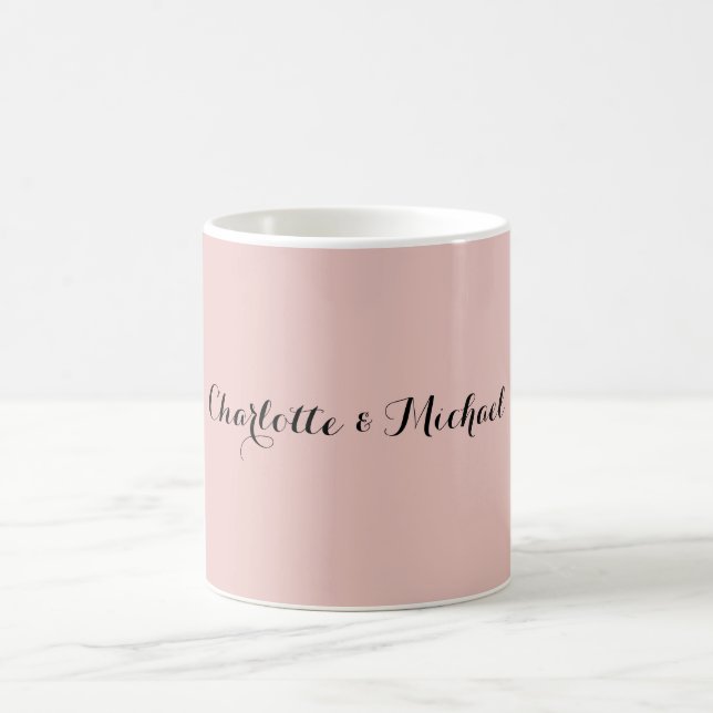 Mug Calligraphie de mariage Élégante Rose Gold Nom sim (Centre)