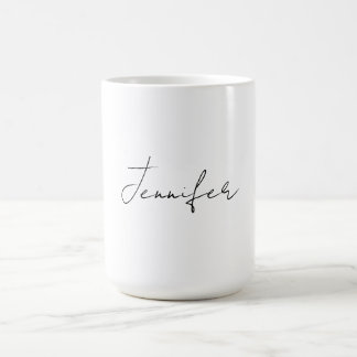 Mug Calligraphie Elégant Noir Blanc Plaine Nom simple