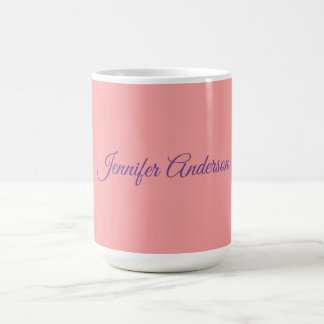 Mug Calligraphie Elégant Pastel Rouge Nom personnalisé