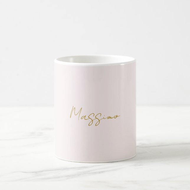 Mug Calligraphie élégante de couleur or et pastel Nom  (Centre)