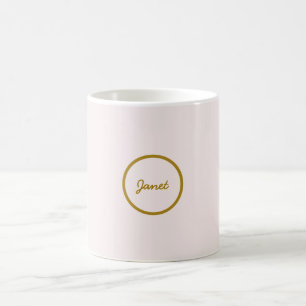 Mug Calligraphie élégante de couleur or et pastel Nom 