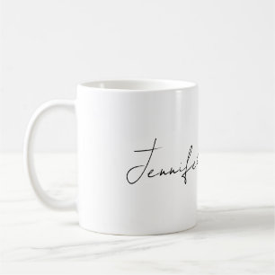 Mug Calligraphie Élégante Noir & Blanc Plaine Simple