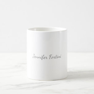 Mug Calligraphie Élégante Noir & Blanc Simple