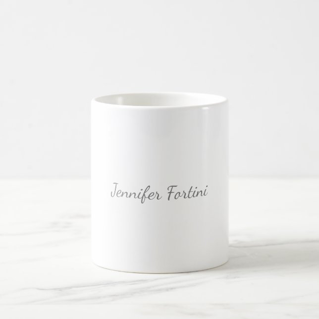 Mug Calligraphie Élégante Noir & Blanc Simple (Centre)