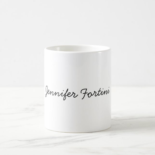 Mug Calligraphie Élégante Noir & Blanc Simple (Centre)