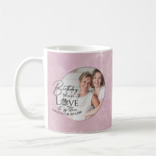 Mug Calligraphie minimale Photo Anniversaire Belle-fil