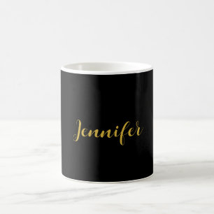 Mug Calligraphie minimaliste moderne Nom Black Gold