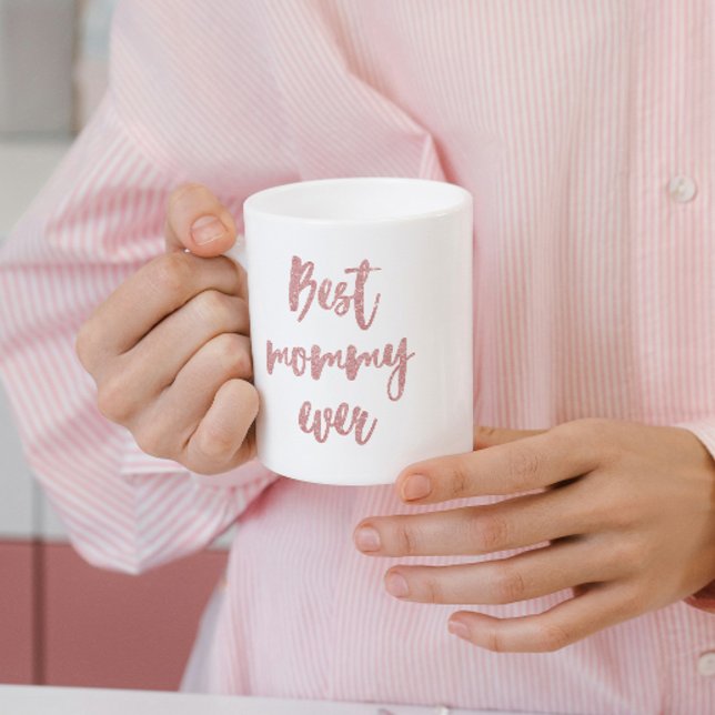 Mug Calligraphie Parties scintillant rose Meilleure ma (Créateur téléchargé)