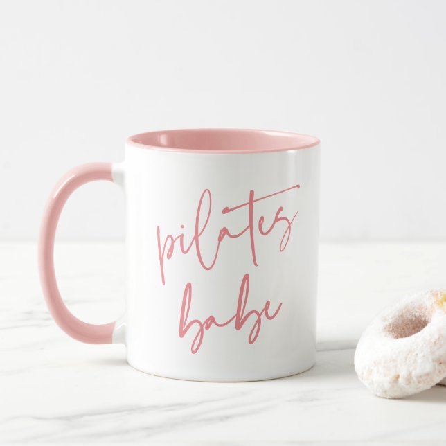 Mug Calligraphie rose moderne entraînement Gym Pilates (Avec donut)