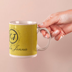 Mug Calligraphie script élégante or et noir unique