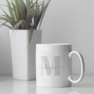 Mug Calligraphie simple typographie de monogramme élég