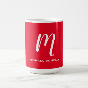 Mug Calligraphie stylisé blanc rouge monogramme votre 