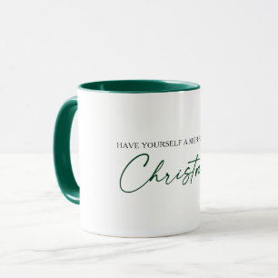 Mug Calligraphie Stylo à encre verte minimaliste Noël
