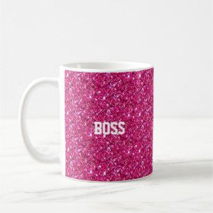 Mug Calligraphie sur fond rose scintillant