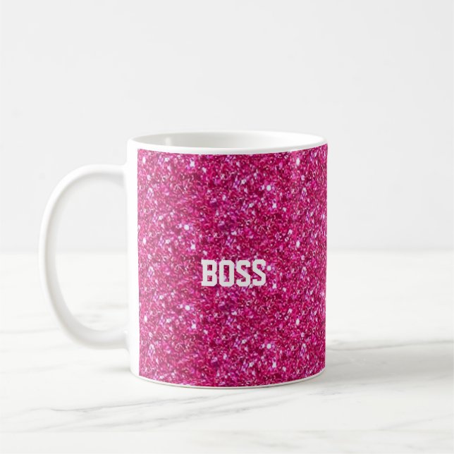 Mug Calligraphie sur rose scintillant (Gauche)