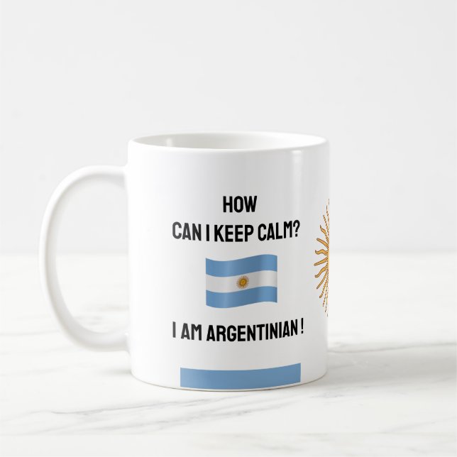 Mug Calme Argentine & Texte drôle, Argentine Drapeau (Gauche)