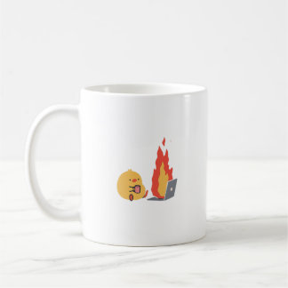 Mug Calme au Chaos - Joli Oiseau Jaune & Ordinateur Po