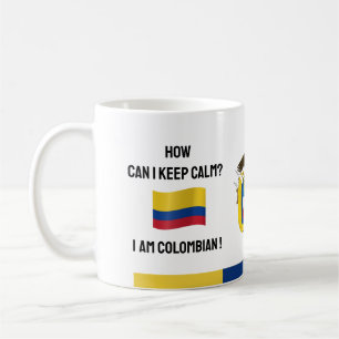 Mug Calme Colombie & Drôle Texte, Drapeau Colombien