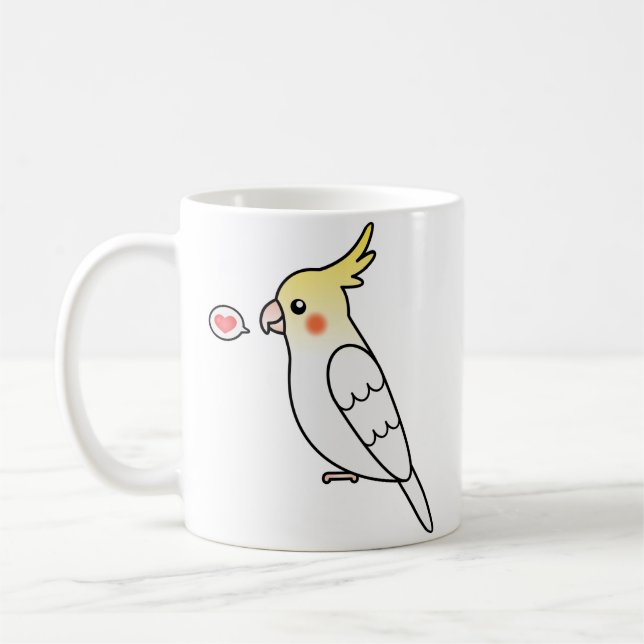 Mug Calopsitte dessin animé Lutino Oiseau Amour Perruc (Gauche)