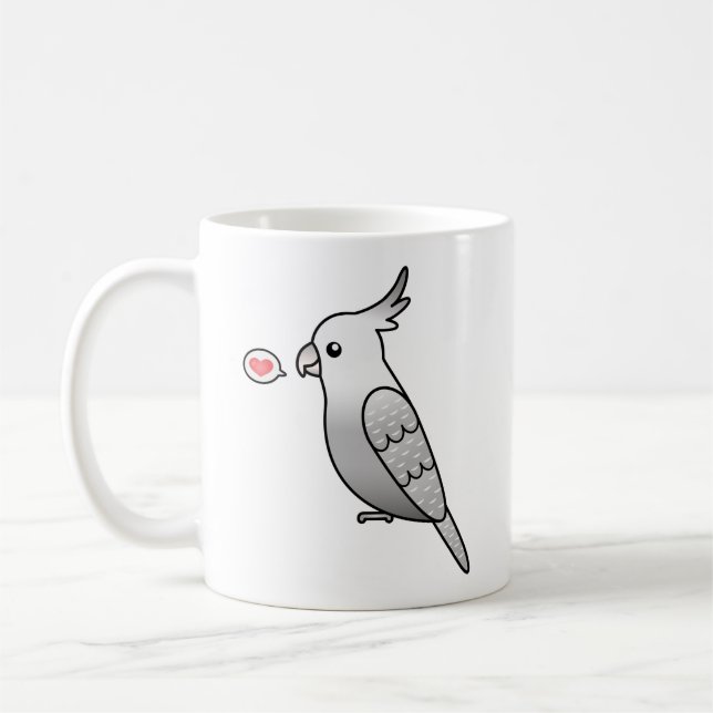 Mug Calopsitte perle à face blanche dessin animé Amour (Gauche)