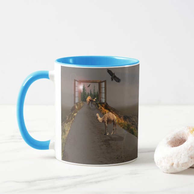 Mug Camels Marchant Vers Wonderland, (Avec donut)