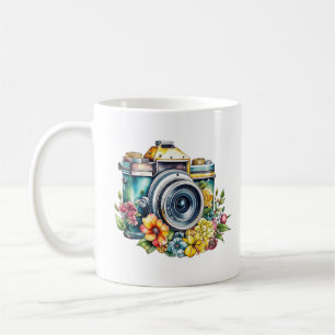 Mug Caméra vintage en fleurs avec devis tante