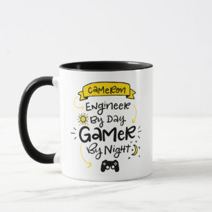 Mug Cameron, ingénieur - Gamer, Lettres personnalisé