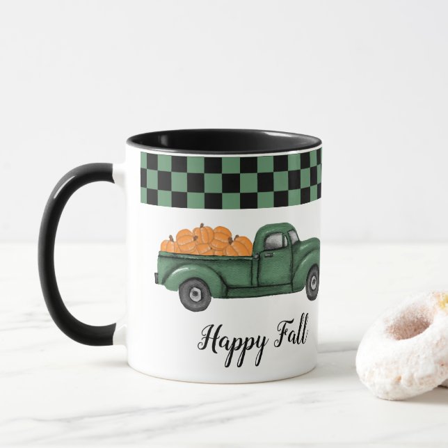 Mug Camion Citrouille vert vintage Musique (Avec donut)