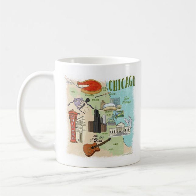 Mug Camion de carte illustrée de Chicago (Gauche)